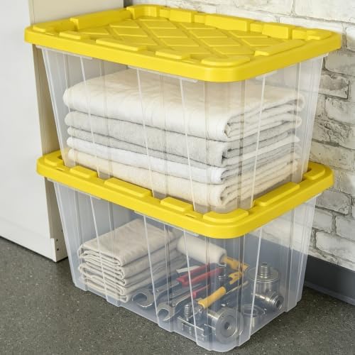 4-Pack 27 Gallon Clear Storage Bins, Heavy-Duty Snap-Fit Lids - Image 3