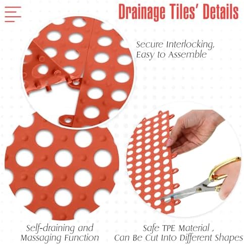 Tinideya 50 Pcs Drainage Mats 11.8'' x 11.8'' Modular Interlocking Floor - Image 3