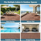 44 Pack Brown 12x12 PP Plastic Interlocking Deck Tiles, Waterproof Indoor - Image 3