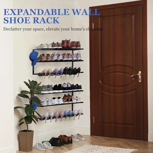 3 Pack Wall Mounted Shoe Rack, 3 Tier Hanging Shoe Rack Holds 36 Pairs - Image 4