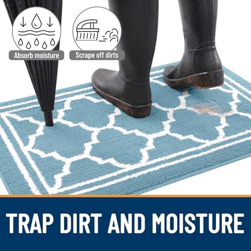 Buganda Indoor Door Mat, Dirt Resistant Doormat, Lake Blue - Image 2