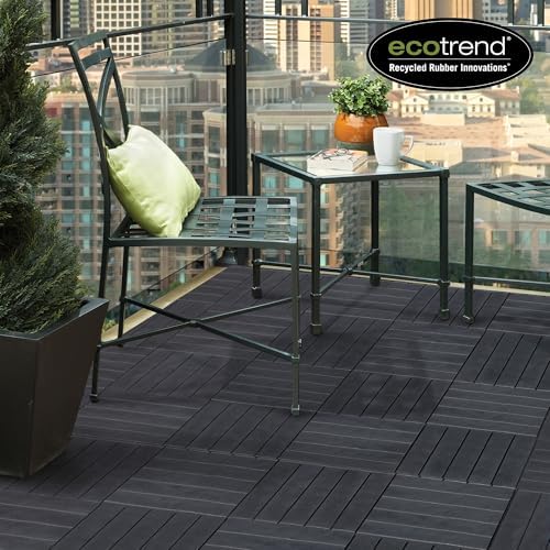 EcoTrend 24-Pack 12”x12” Interlocking Deck Floor Tiles, Slate Black – Rubber & - Image 7