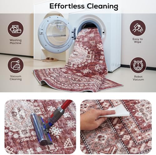 6x9 Living Room Rug Washable Non Slip Distressed Large Carpet - Image 6