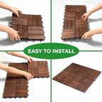 Interlocking Deck Tiles 12"x12"x0.94'' FSC Acacia Hardwood Dark Brown Patio - Image 4