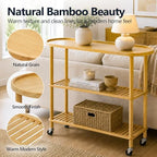 3-Tier Rolling Entryway Table, 30.6'' Narrow Bamboo Console Table - Image 6