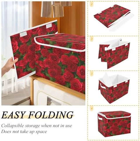 Bolaz Red Rose Leaves Pattern Storage Bins - Image 4