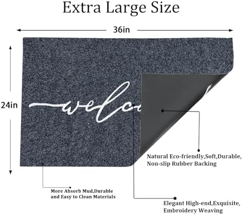 AAZZKANG Welcome Mats for Front Door Large 24"x36" - Image 3