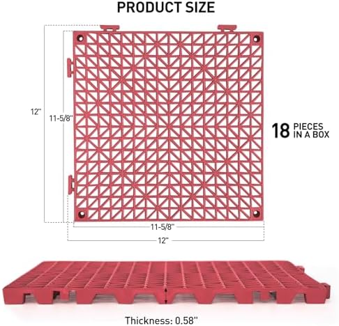 MAXWAVE 18 Pack 12" x 12" Modular Interlocking Floor Mats, Soft PVC Non-Slip - Image 2