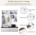 4-in-1 Hall Tree with Storage Bench Shoe Organizer/ Shelves - Image 3