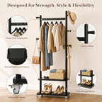 Taitiy Coat Rack Freestanding Solid Wood Clothes Rack - Image 4