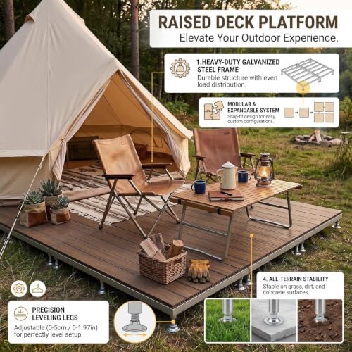 Modular Raised Deck Platform Floating Deck Kit Adjustable Feet All-Weather - Image 3