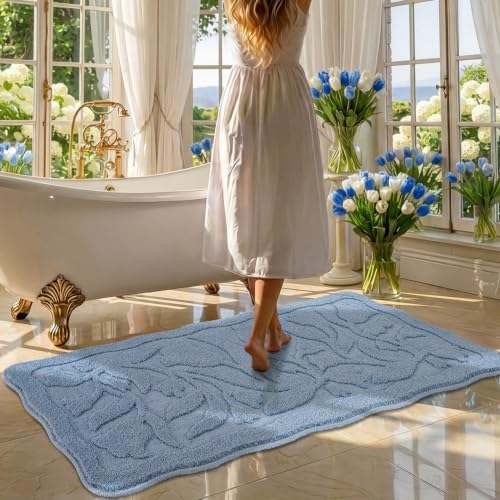 BSICPRO Large Bathroom Runner, 24x47 Floral Bath Mats by BSICPRO