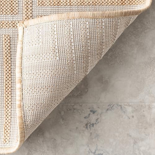 nuLOOM Asha Tan Bordered Power Loomed Indoor/Outdoor Area Rug - Image 5