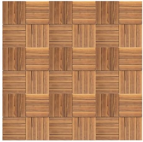 36 Pcs Wood Interlocking Patio Deck Tiles, Backyard All Weather by Unknown