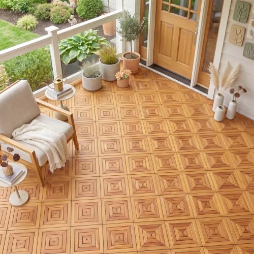 Goplus 48-Pack Acacia Wood Interlocking Deck Tiles - Image 4