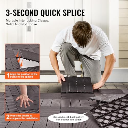 VEVOR 54 sq. ft Plastic Interlocking Deck Tiles, 54 Pack, Patio Floor Decking - Image 5