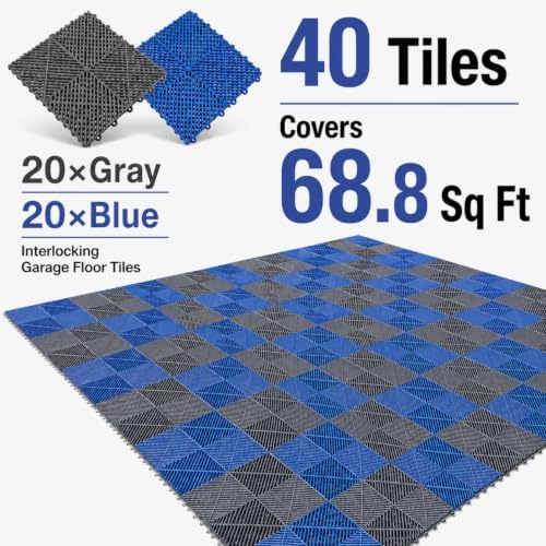 Japard Garage Floor Tiles, 20 Pack Interlocking Flooring Drainage 15.7 x 15.7 - Image 4