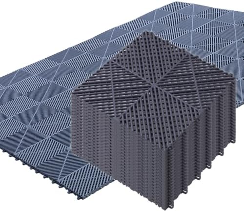 Japard Garage Floor Tiles, 20 Pack Interlocking Flooring Drainage 15.7 x 15.7 by Japard