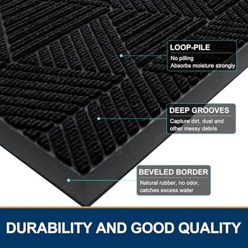 Smiry Front Door Mat Outside Entrance, Low Profile Rubber Doormat - Image 4