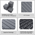 44 Pack Interlocking Deck Tiles, Easy Snap All-Weather Outdoor Deck Tiles - Image 2
