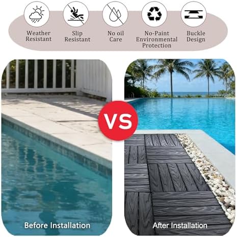 68 Pcs Interlocking Deck Tile, 61.60 Sq.Ft Deck Flooring Outdoor Waterproof All - Image 4