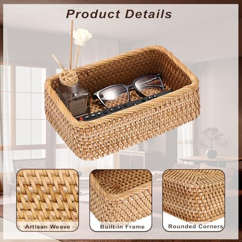 BTSKY Small Remote Basket for Coffee Table Entryway Living Room 9.6''x6.5'' - Image 5
