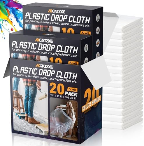 Axgatoxe 12 x 9 Ft Plastic Drop Cloths by AXgatoxe