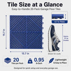 Japard Garage Floor Tiles, 20 Pack Interlocking Flooring Drainage 15.7 x 15.7 - Image 6