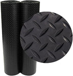 Rubber-Cal Diamond-Plate Rubber Flooring Roll - 3 mm x 4 ft x 1 ft Roll - Black by Rubber-Cal