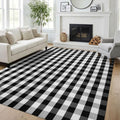 KILOCOCO Buffalo Plaid Checkered Rug 7.5x10 ft Black White Living Room Rug by Kilococo