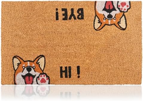 Coir Welcome Mat, Hi-Bye Dog, 17 x 29 in by AmaruDoorMats