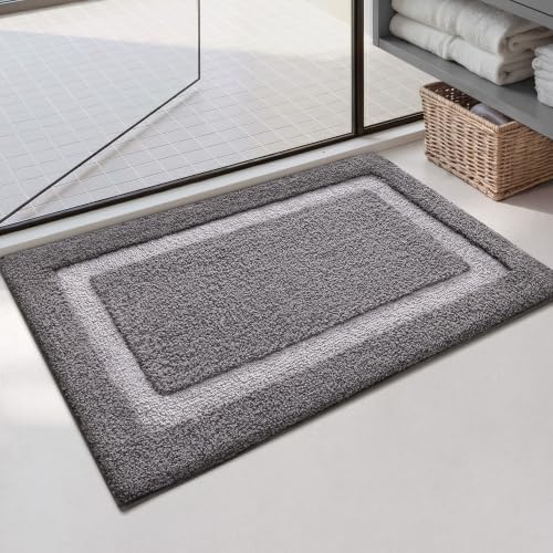 Color&Geometry Gray Bathroom Rugs 30x20, Extra Soft Absorbent Microfiber Bath by COLORG