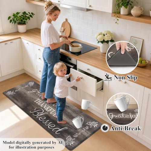 HEBE Anti Fatigue Kitchen Mat Set of 2, Cushioned Kitchen Mats - Image 4