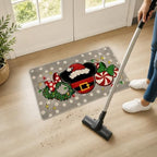 Christmas Gray Decorative Front Door Mat, Xmas Peppermint Candy - Image 5