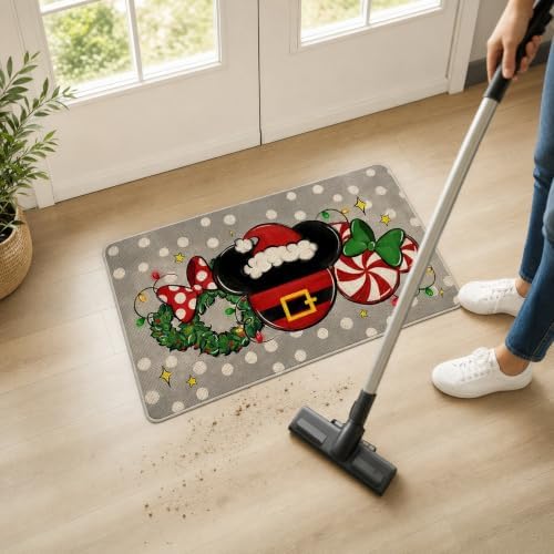 Christmas Gray Decorative Front Door Mat, Xmas Peppermint Candy - Image 5