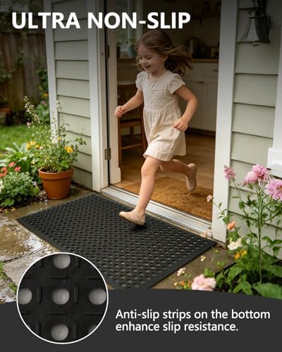 【10mm Extra Thick】36"x60" Heavy Duty Non-Slip Outdoor Rubber Door Mat - Image 5
