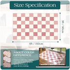 Pink White Checkered Entry Rug - Image 7