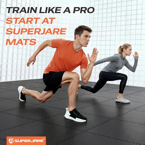 SUPERJARE 0.56'' Thick 120 Sq Ft Rubber Top Gym Flooring - Image 3