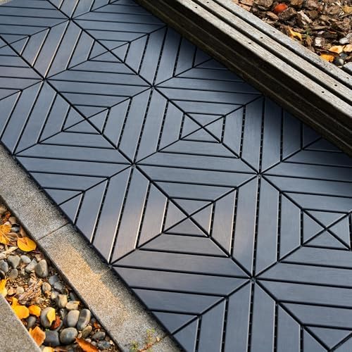 Plastic Interlocking Deck Tiles 12"x12" Waterproof Outdoor Patio Flooring PP by WONSHREE