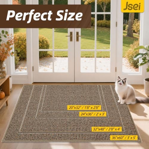 JSEI Dirt Trapper Door Mat 20" x 32", Non-Slip Washable Doormats - Image 2