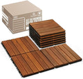 Acacia Wood Interlocking Deck Tiles, Waterproof Patio Tiles by Tranquillo