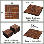 BEEFURNI Interlocking Acacia Wood Deck Tiles 12x12 - Image 6