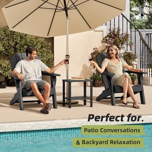 Adirondack Square Outdoor Side Table, 2-Tier Storage Weather Resistant HDPE - Image 4