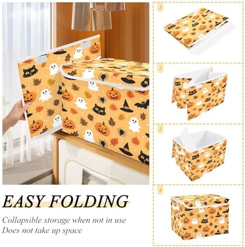 Bolaz Storage Bins with Lids and Handles, Halloween Seamless Pattern Design - Image 4