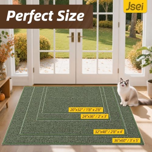 JSEI Dirt Trapper Door Mat 20" x 32", Non-Slip Washable Doormats - Image 2