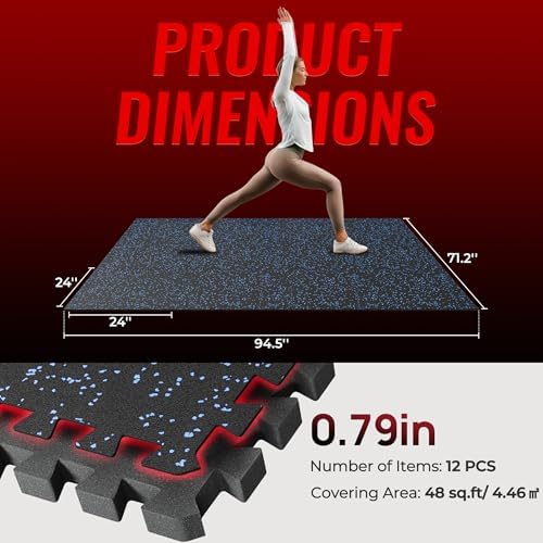 SUPERJARE 0.79'' Extra-Thick 12 Pcs 48 Sq Ft Exercise Equipment Mats - Image 5