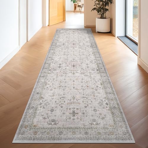Hazo Haus Washable Light Gray & Sage 2'6"x8' Wide Runner Rugs - Image 6