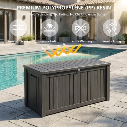 Outdoor Storage Box, 180 Gallon Waterproof Deck Box - Image 4