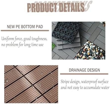 10pcs Interlocking Patio Deck Tiles，decking Boards Outdoor Waterproof，12"x12" - Image 3