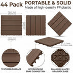 44 Pack Plastic Interlocking Deck Tiles, 12 x 12 Inch Waterproof Outdoor Floor - Image 3